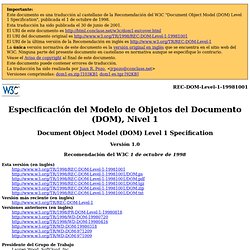 Especificación del Modelo de Objetos del Documento (DOM), Nivel 1