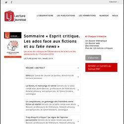 03/2019 "Esprit critique", Lecture Jeune n°169