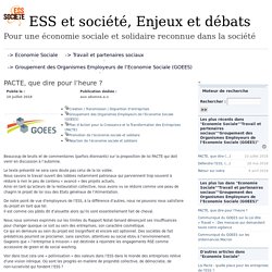 ESS et société, Enjeux et débats