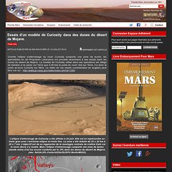 Essais d’un modèle de Curiosity dans des dunes du désert de Mojave.