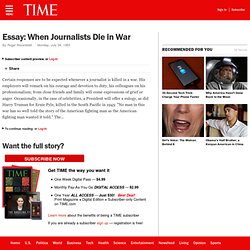 Essay: When Journalists Die in War