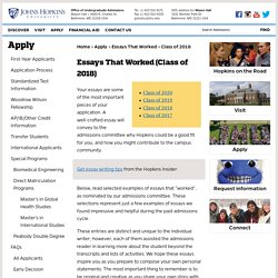 Essays That Worked (Class of 2018)
