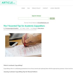 The 7 Essential Tips for Academic Copyeditors