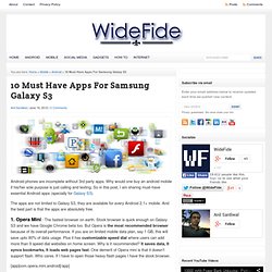 10 Essential Apps For Android : Samsung Galaxy S3