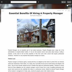 Essential Benefits Of Hiring A Property Manager
