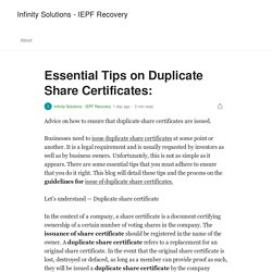 Essential Tips on Duplicate Share Certificates: