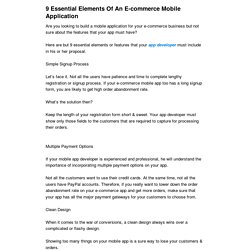 9 Essential Elements Of An E-commerce Mobile Application