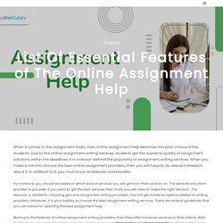 List Of Essential Features of The Online Assignment Help
