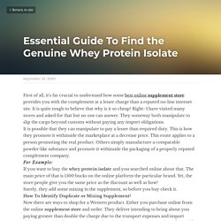 Essential Guide To Find the Genuine Whey Protein Isolate