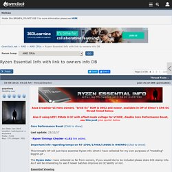 Ryzen Essential Info with link to owners info DB - Overclock.net - An Overclocking Community