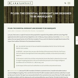 PCLOB: The Essential Oversight Link Designed to Be Inadequate