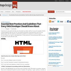 Essential Best Practices And Guidelines That Every Web Developer Should Know About