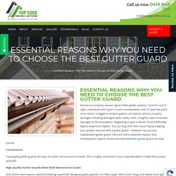 Essential Reasons Why You Need to Choose the Best Gutter Guard