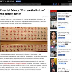 Essential Science: What are the limits of the periodic table?