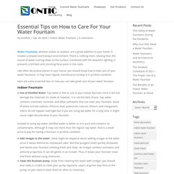 Essential Tips on How to Care For Your Water Fountain