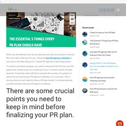 The Essential 5 Things Every PR Plan Should Have