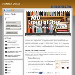 100 Essential Sites for Voracious Readers: Masters in English