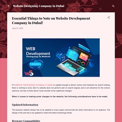 Essential Things to Note on Website Development Company in Dubai!