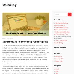 SEO Essentials for Every Long-Form Blog Post – WordWebly