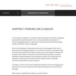 Chapter 1: Thinking Like a Linguist – Essentials of Linguistics