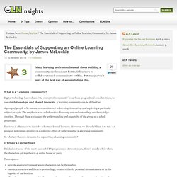 The Essentials of Supporting an Online Learning Community