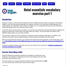 Hotel Essentials English Vocabulary Exercise Part 1