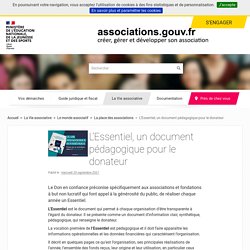 L'Essentiel, un document pédagogique pour le donateur