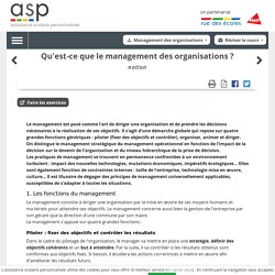 Qu'est-ce que le management des organisations ?