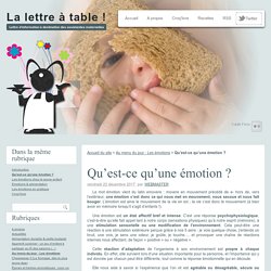 Qu'est-ce qu'une émotion ? - La lettre à table !