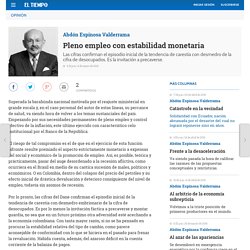 Pleno empleo con estabilidad monetaria - Abdón Espinosa Valderrama - Columna EL TIEMPO - Columnistas