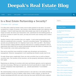 Is a Real Estate Partnership a Security?