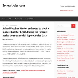 Animal Vaccines Market estimated to clock a modest CAGR of 6.38% During the forecast period 2021-2027 with Top Countries Data – Zonearticles.com