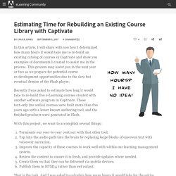 Estimating Time for Rebuilding an Existing Course Library with Captivate