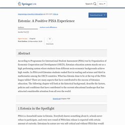 Estonia: A Positive PISA Experience
