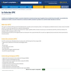 EPIC -Etablissements Publics à Caractère Industriel et Commercial- : la liste