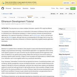 Ethereum Development Tutorial · ethereum/wiki Wiki