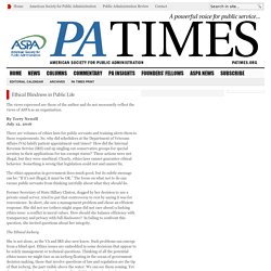 Ethical Blindness in Public Life - PA TIMES Online