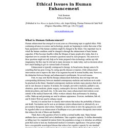 Ethical Issues in Human Enhancement