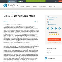 Ethical Issues with Social Media - Term Papers - Sunshine2289