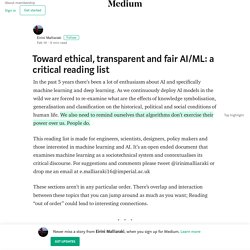 Toward ethical, transparent and fair AI/ML: a critical reading list