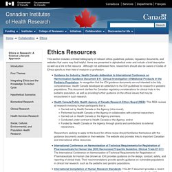 Ethics Resources - CIHR