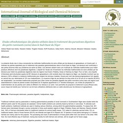 International Journal of Biological and Chemical Sciences - 2019 - Etudes ethnobotaniques des plantes utilisées dans le traitement des parasitoses digestives des petits ruminants (ovins) dans le Sud-Ouest du Niger