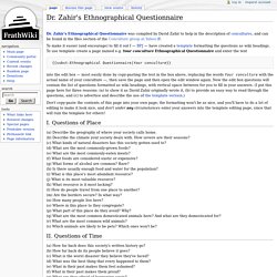 Dr. Zahir's Ethnographical Questionnaire - FrathWiki
