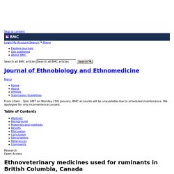 Journal of Ethnobiology and Ethnomedicine 2007 3:11 Ethnoveterinary medicines used for ruminants in British Columbia, Canada