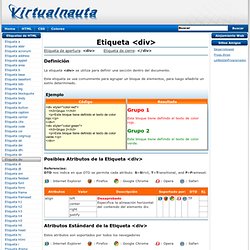 Etiqueta div HTML - Virtualnauta.com