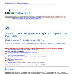 XHTML 1.0: El Lenguaje de Etiquetado Hipertextual Extensible
