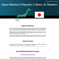 Japan - Japanese Business Etiquette, Vital Manners, Cross Cultural Communication, and Japan's Geert Hofstede analysis