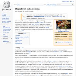 Etiquette of Indian dining