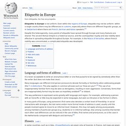 Etiquette in Europe - Wikipedia