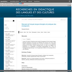 Manuels de français langue étrangère et pratiques des enseignants